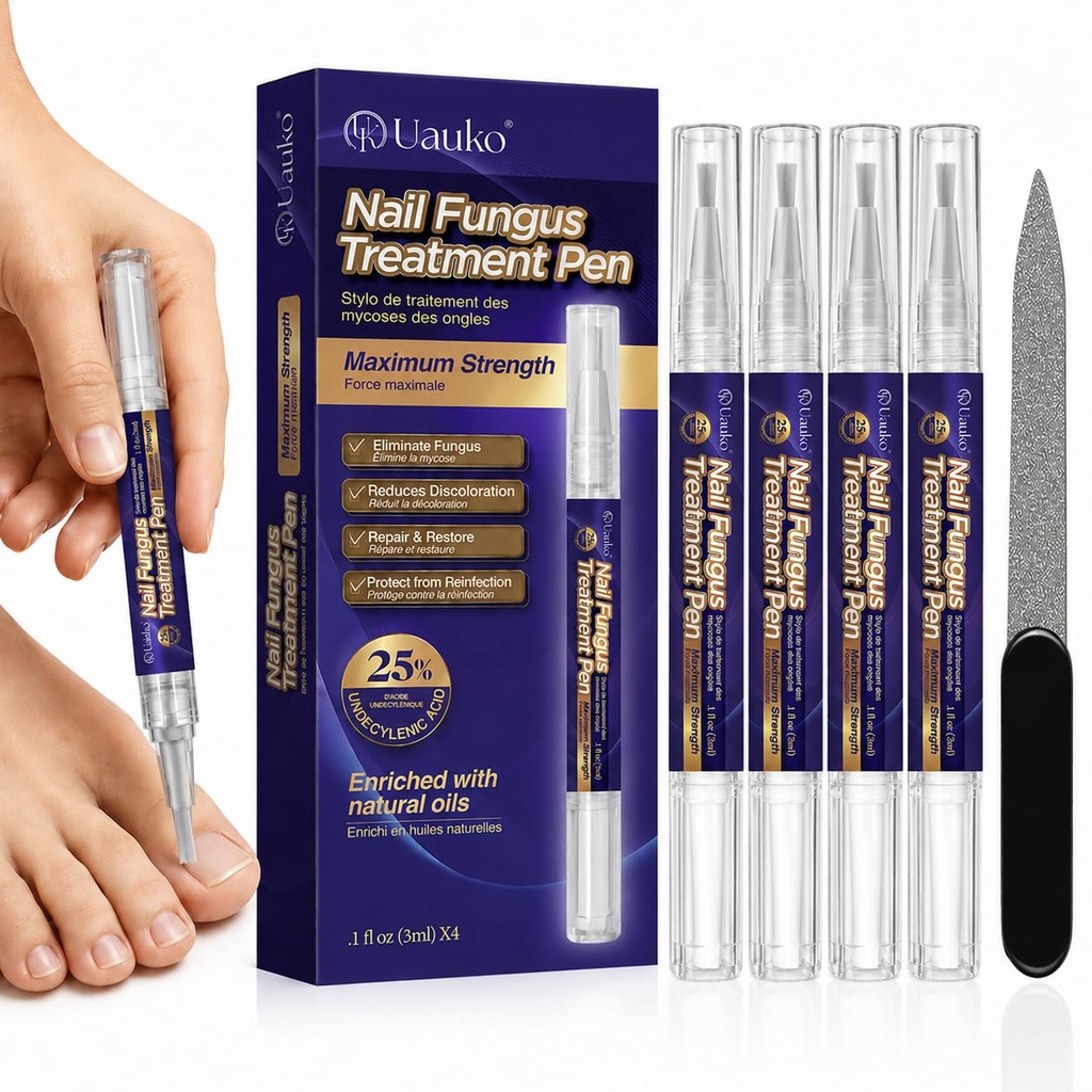 Toenail Fungus Treatment Pen : Extra Strength 25% Undecylenic Acid Toe and Fingernail Fungus Remover - Fast Acting Fungal Nail Revitalizer with Tea Tree Oil (0.1 Fl Oz (Pack of 4))