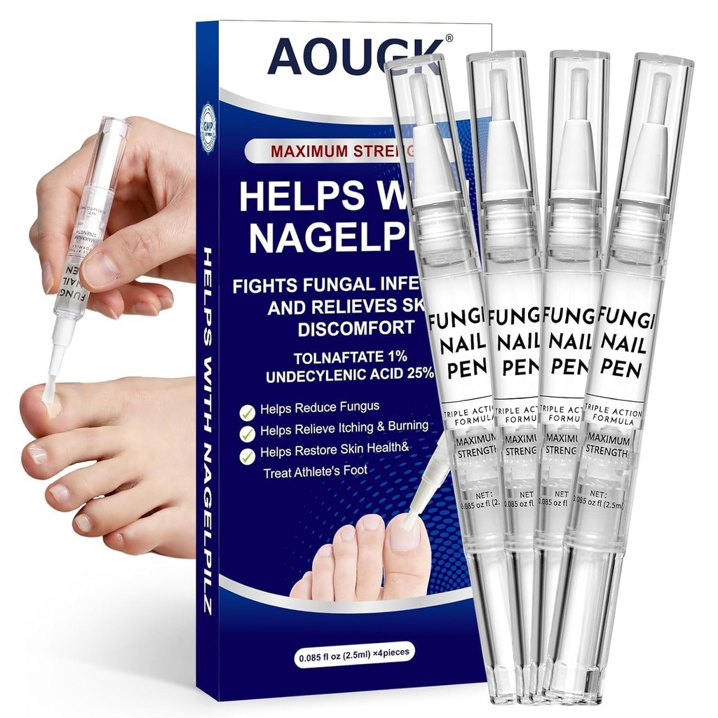 Toenail Fungus Pen with 25% Undecylenic Acid Effective Nail Repair | for Damaged Nails Ingrown Nails & Discoloration - 4 PACK