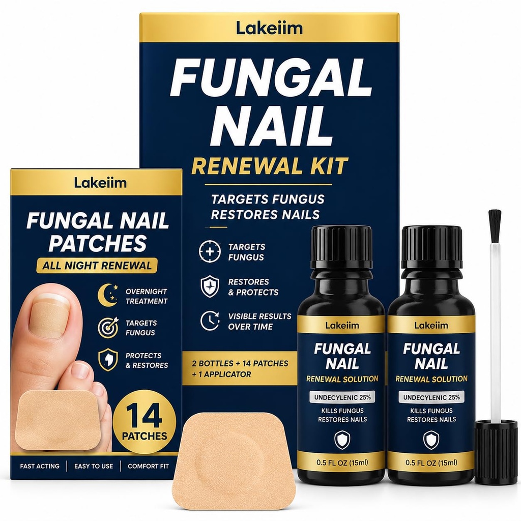 Toenail Fungus Treatment Extra Strength: 25% Undecylenic Acid & Tea Tree Oil - Helps Improve the Appearance of Yellow, Thick & Brittle Toenails and Fingernails - 2 Bottles with 14 Patches