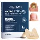 Vrenmol Fungal Nail Patches Extra Strength 1% Tolnaftate for Fungus 34PCS | 1% Tolnaftate, 20% Urea, Deep V Contour, Day & Night Release, Waterproof, Residue-Free