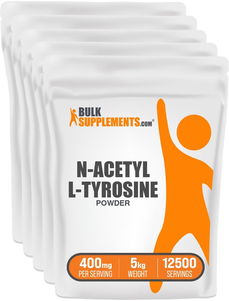 BulkSupplements.com N-Acetyl L-Tyrosine Powder -Tyrosine Supplement, NALT Powder - Amino Acid Supplement, Unflavored & Gluten Free, 400mg per Serving, 5kg (11 lbs) (Pack of 5)