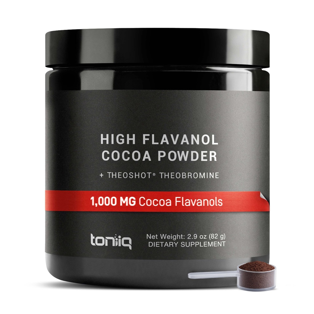 Ultra High Flavanol Cocoa Powder - 1,000mg Verified Flavanols per Scoop | 40% Standardized Cocoa Extract - 2,600mg Total Cocoa Actives with 300mg Theobromine - Third Party Tested - 30 Servings