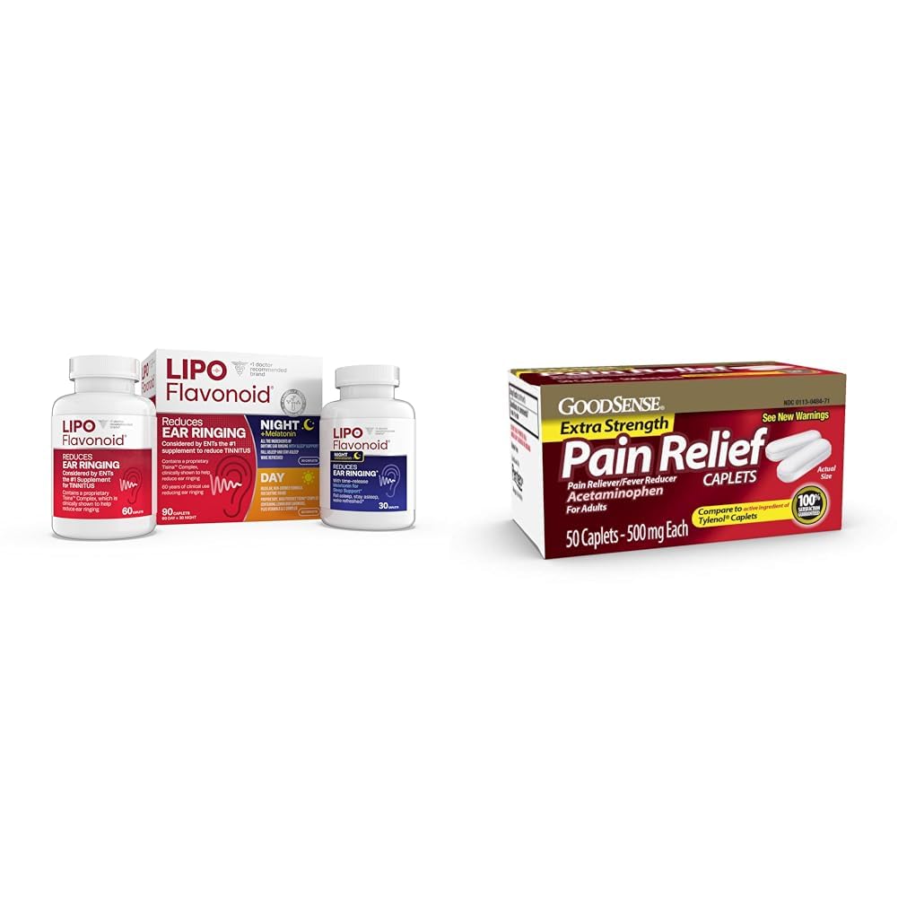 Lipo-Flavonoid Day & Night Combo Kit with GoodSense Extra Strength 500mg Acetaminophen Caplets, 50 Count
