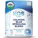 KOS Calming Blue Spirulina Blend- USDA Certified Organic - Algae Superfood Powder with Ashwagandha Root, Lemon Balm, Reishi Mushroom, Β Βιταμίνες - Berry Coconut Coocker Flavor, 28 Μερίδες