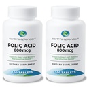 Earth's Splendor Folic Acid 800 mcg Supplement, Supports Heart Health, Supports Women's Reproductive Health, Smooth Coated Tablets (800 mcg, 200 Tablets, Pack of 2)