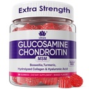 Glucosamine Chondroitin Gummies, Sugar Free Glucosamine Chondroitin MSM Supplement, Extra Strength with Boswellia Turmeric, Hydrolyzed Collagen & Hyaluronic Acid, Bone Health for Men & Women, 60 Cts