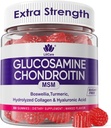 Glucosamine Chondroitin Gummies, Sugar Free Glucosamine Chondroitin MSM Supplement, Extra Strength with Boswellia Turmeric, Hydrolyzed Collagen & Hyaluronic Acid, Bone Health for Men & Women, 60 Cts