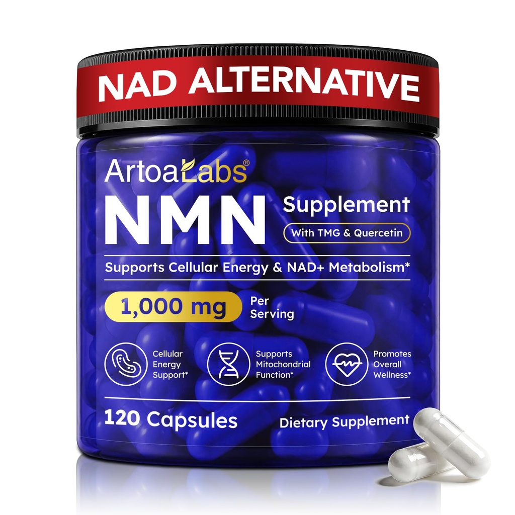 NMN Supplement 1000mg, 4-in-1 NAD Supplement with Quercetin | TMG | Resveratrol | NMN, NAD+ Support & Optimizer for Cellular Energy, 120 Capsules
