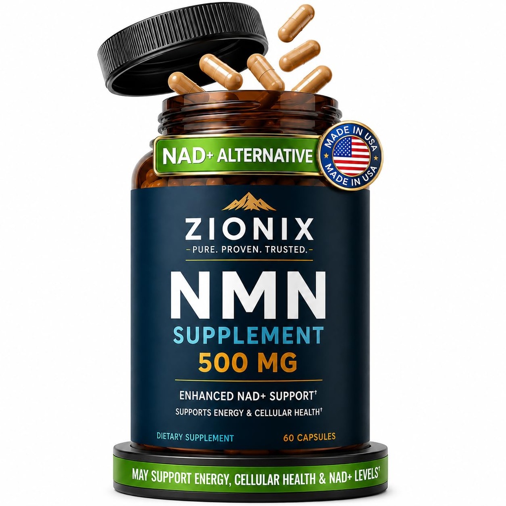 NMN Supplement 500mg Pure Organic Max Absorption NAD + Booster for Cellular Energy, Healthy Aging & Vitality Vegan Liposomal Nicotinamide Mononucleotide Made in USA NMN+ Beta for Men Women
