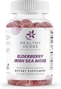 Healthy Herbs Organic Sea Moss Gummies - Συμπυκνωμένο 2100mg Ιρλανδική Θάλασσα Moss + Elderberry Essentials Blend - Σύνθετη μια φορά-Καθημερινή διαμόρφωση Made with Apple-Extracted Gummy (30 Count)