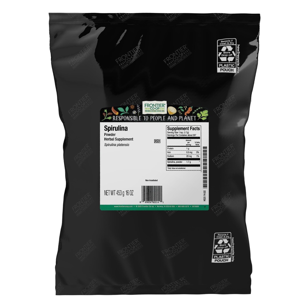 Frontier Co-op Spirulina Powder, Kosher, Non-Irradiated | 1 lb. Bulk Bag | Spirulina platensis Geitler