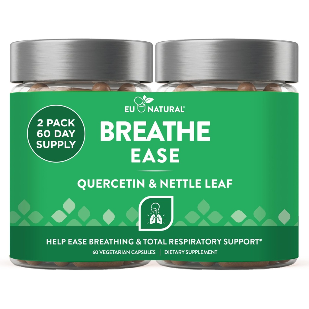 Breathe Inhaler Support Supplement - Sinus, Lungs, Open & Clear Airways - Seasonal Nasal Health, Bronchial Wellness, Healthy Chest - Quercetin, Vitamin D, Bromelain Pills - 120 Vegetarian Capsules