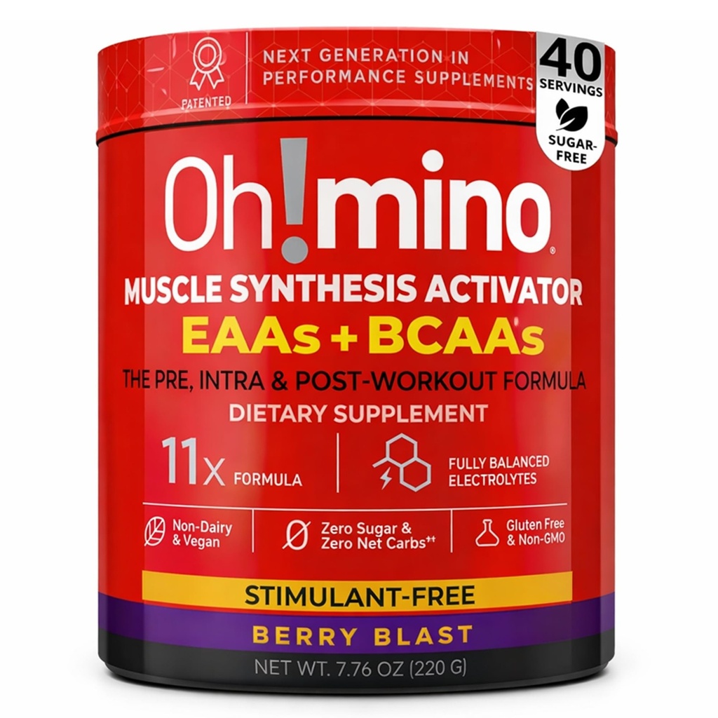 Ω!μίνο Essential Amino Acids συμπλήρωμα. Berry Blast, Simulant-Free σκόνη. Και οι 9 ΕΑΑ, BCAAs και το τέλειο Amino για τις προπονήσεις, Amino Energy, και να οικοδομήσουμε τους μυς, και να ανακτήσουμε πιο γρήγορα.