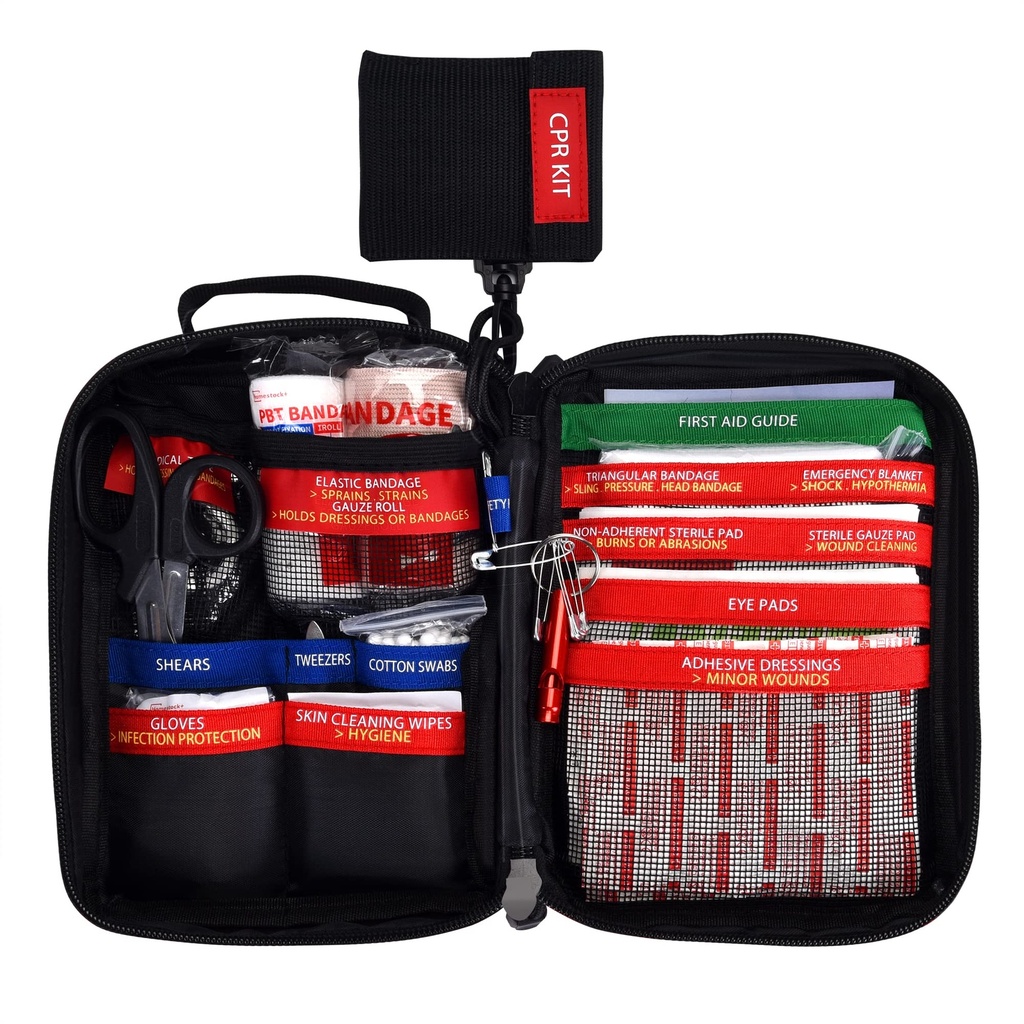 Compact First Aid Kit for Emergency - Basic Emergency Kit for Dorm,Hiking, Backpacking, Camping, Traveling, and Cycling -Small First Aid Kits