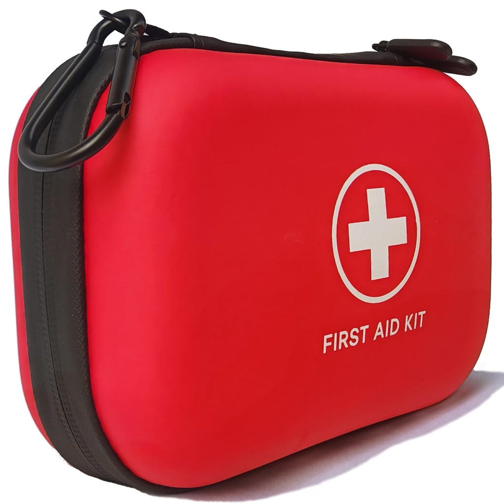 First Aid Kit 196 Piece Waterproof Medical Kit Hard Shell Portable, Red | Waterproof Hard Shell Portable Emergency Kits for Home, Camping, Cars, Hiking, Travel, Outdoor, Adventure