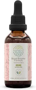 HerbEra Blood Booster Formula B60 Alcohol-Free Extract Tincture: Stinging Nettle Leaf, Dandelion Leaf, Spinach, Spirulina, Alfalfa, Yellow Dock Root, Herbal Iron Blend 2 Fl Oz