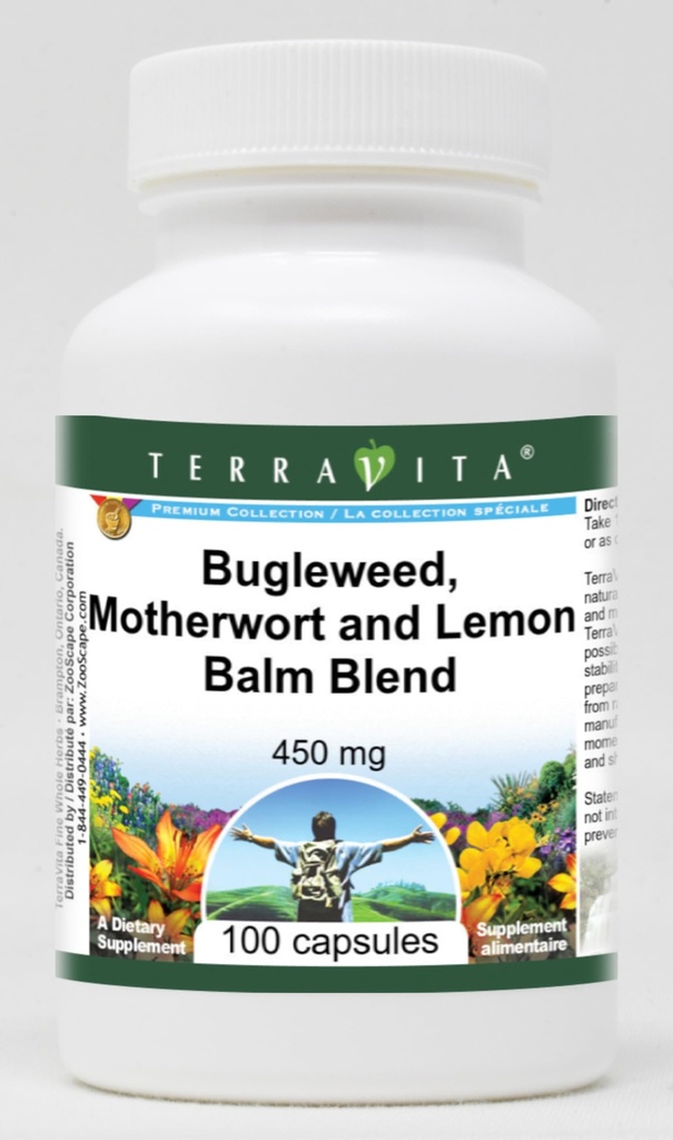 Terravita Thyroid Support - Bugleweed, Motherwort and Lemon Balm - 450 mg (100 Capsules, ZIN: 511178)