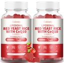 2 Pack Liposomal Red Yeast Rice with Coq 10 3000mg Gummies,Red Yeast Rice Extract Advanced Balance Formula,Enhanced with Coq 10 for Heart Wellness Support,Liposomal Enhance 98% Absorption