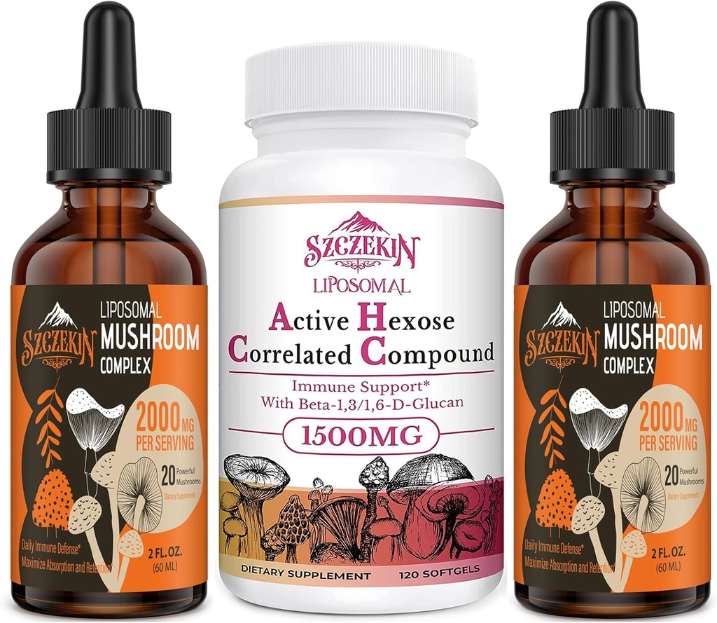 1500 MG Liposomal Active Hexose Correlated Supplement 120 SoftGels Bundle με 2000 MG Liposomal Mushroom Complex Drops 60 Μερίδες