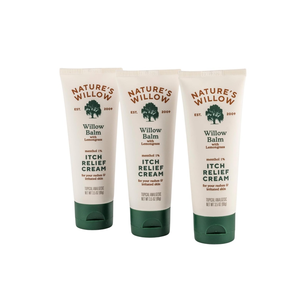 Nature's Willow Itch Relief Lotion with White Willow Bark for Soothing Skin | Natural Anti Itch Lotion Provides Relief from Bug Bites, Rash, Sunburn and More | Made with Essential Oils | 3.5oz (3)
