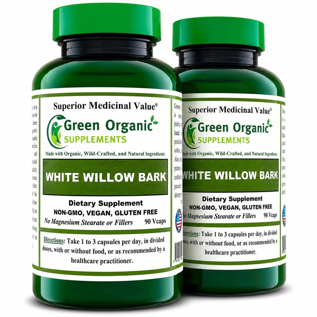 White Willow Bark, 180 Vcaps, High Absorbable, Non-GMO, Gluten-Free (Pack of 2)