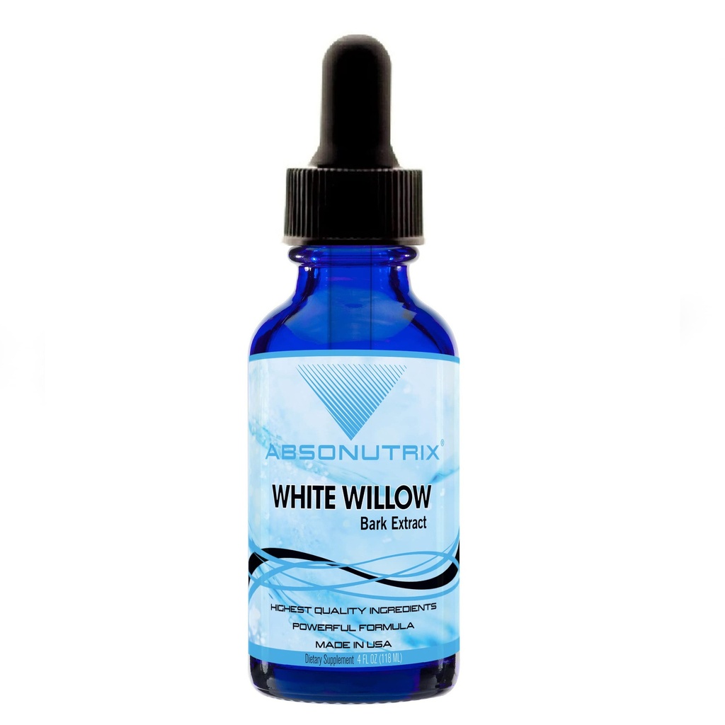 White Willow Bark Extract 590 mg, 4 Fl Oz Drops, 200 Servings, Bioavailability, Quick Absorption, Potent Ingredients, Cruelty-Free Products, Third-Party Tested, Non-GMO, Made in USA