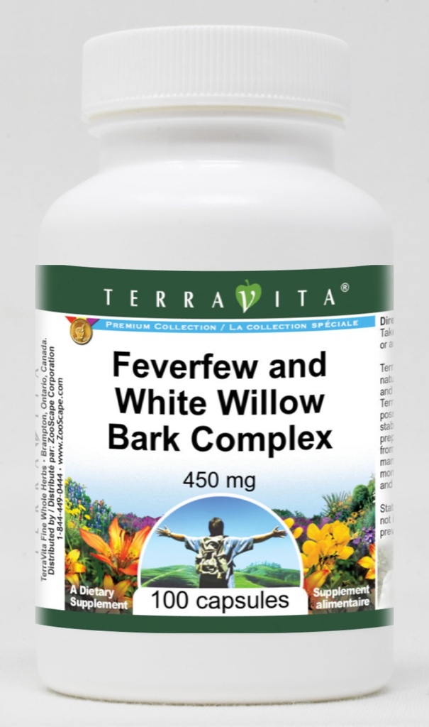 Headache Complex - Feverfew and White Willow Bark - 450 mg (100 Capsules, ZIN: 512934)