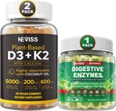 NAVISS Βιταμίνη D3 5000iu & K2, Gummys ασβεστίου & Digestive Ένζυμα Gummies