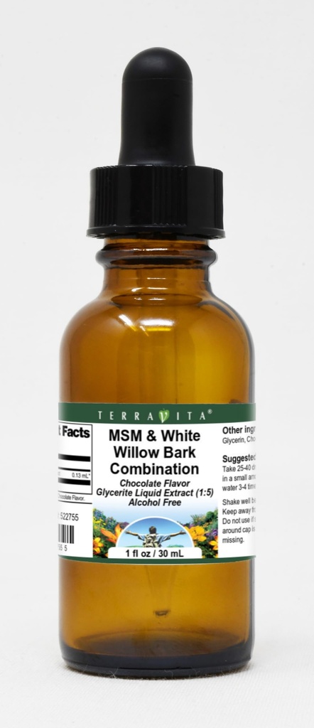 MSM & White Willow Bark Combination Glycerite Liquid Extract (1:5) - Chocolate Flavored (1 oz, ZIN: 522755)