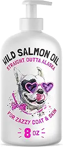 Wild Alaska Salmon Oil for Dogs & Cats - Καθαρό ψάρι Ωμέγα 3 6 9 Υγρό EPA DHA λιπαρά οξέα - Skin & Coat συμπλήρωμα - Υποστηρίζει κοινή λειτουργία, εγκέφαλος, μάτια, ανοσοποιητικός & καρδιά υγεία - Made in USA 8 oz