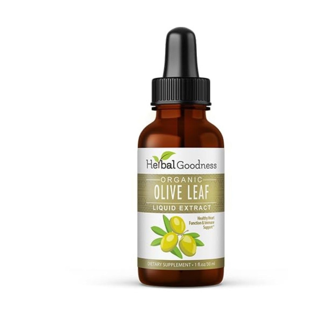 Herbal Goodness Olive Leaf Extract Liquid Organic 1fl .oz | For Immune Boost, Cadiovascular Support, Cognitive Wellbeing, Improved Skin Health and Digestive Comfort with Antioxidants,