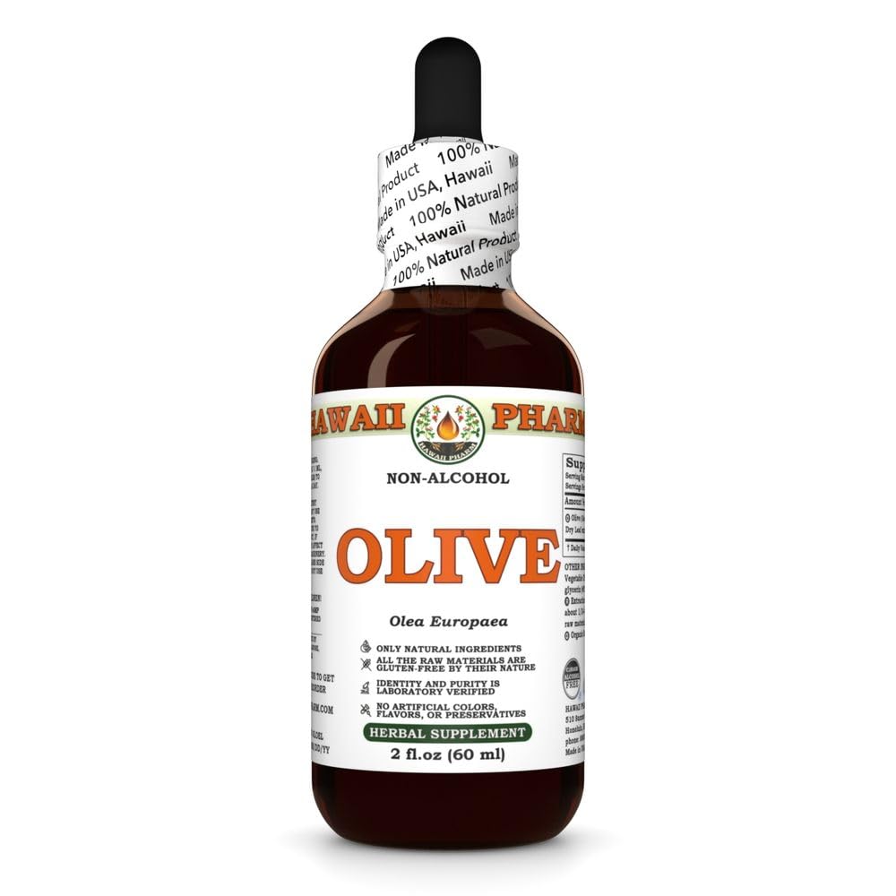 Olive (Olea Europaea) Dry Leaf Glycerite, All Natural, Vegan, Lab Tested Alcohol-Free Liquid Extract - 2 fl.oz