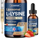 Liposomal L-lysine 1000MG Liquid Drops, 13-in-1 Lysine Monolaurin Supplements – Olive Leaf Extract with Vitamin C, B6, D3, B12 & Zinc for Collagen, Lip, Skin & Immune Support,Strawberry Flavor,2Fl Oz
