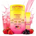 Cutting Drinking Mix - Digestive & Gut Health Support with Magnesium, Yerba Mate & 5-HTP for Sustained Energy, Sugar-Free Vegan Energy Drink Mix, Strawberry Acai, 15 Count