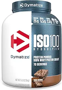 Δυναμώστε ISO100 Whey Protein Powder Isolate, Fudge Brownie, 25g πρωτεΐνης, 5 Λίρες, 5.5g BCAAs, λιγότερο από 120 Cal., Χωρίς γλουτένη, 1g λίπος, 1g ζάχαρη, 2g υδατάνθρακες (70 Σερβίρει)