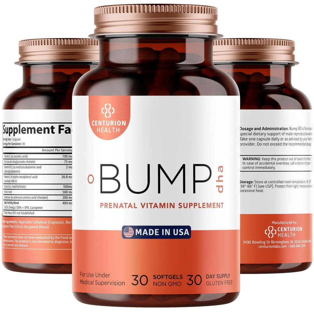 Centurion Health Premium Prenatal Vitamins [10 Powerful Ingredients] with DHA, EPA, Folate and Vitamin B12, All Natural Pregnancy Supplement for Fetal Development and Pregnancy Support, 30 Softgels