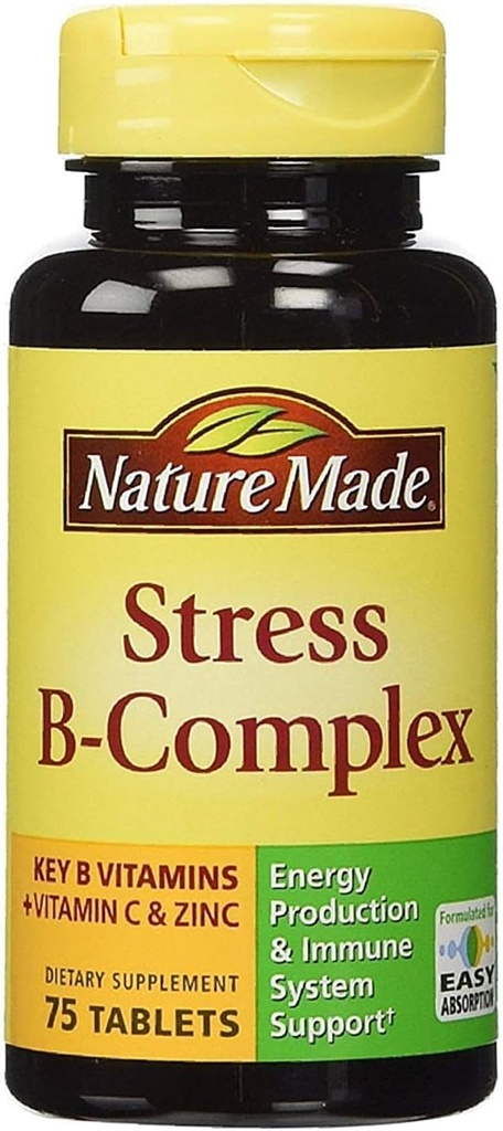 Nature Made Stress B- Complex Dietary Supplement Δισκία με Βιταμίνη C & Ψευδάργυρο 75 ea (πακέτο των 6)