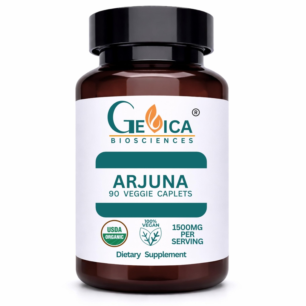 Arjuna – USDA Organic, 1500 mg per Serving, Terminalia Arjuna Bark, No Extract, NPOP & BioAgriCert Certified, 90 Vegan Caplets