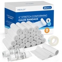 LotFancy Gauze Rolls, 4 Inch x 4.1 Yards, Conforming Stretch Gauze Bandage | 24 Count, Rolled Gauze Wrap for Wound Care, Medical Supplies for First Aid, Latex-free, Lint-free, Individually Wrapped