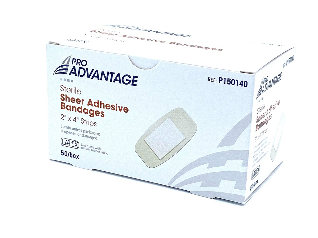 PRO ADVANTAGE SHEER ADHESIVE BANDAGE - Adhesive Bandage, Strips, 2" x 4", 50/bx
