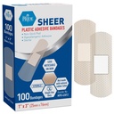 MED PRIDE Sheer Bandages,Latex-Free,Hypoallergenic,Sterile,1x3 in,100-Count
