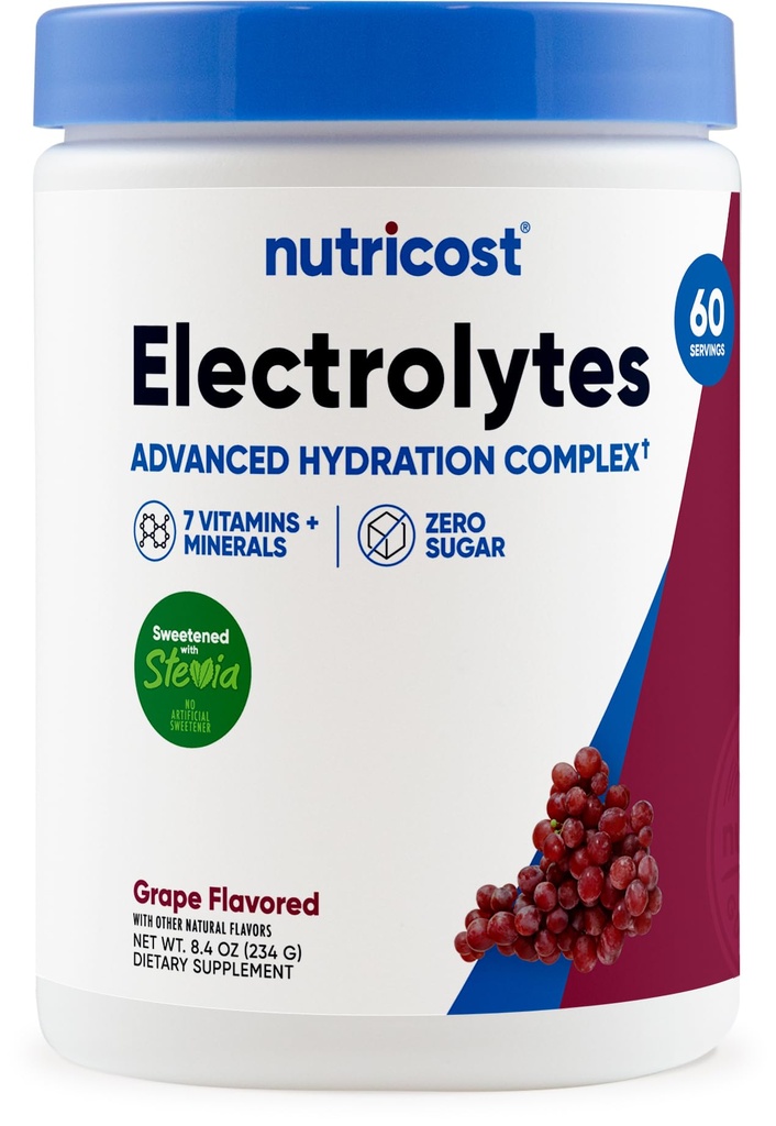Nutricost Electrolyte Complex Powder (60 Σερβιέτες, Σταφύλι) - Συμπλήρωμα ενυδάτωσης Ποτό Μίγμα με Βιταμίνες και Ορυκτά