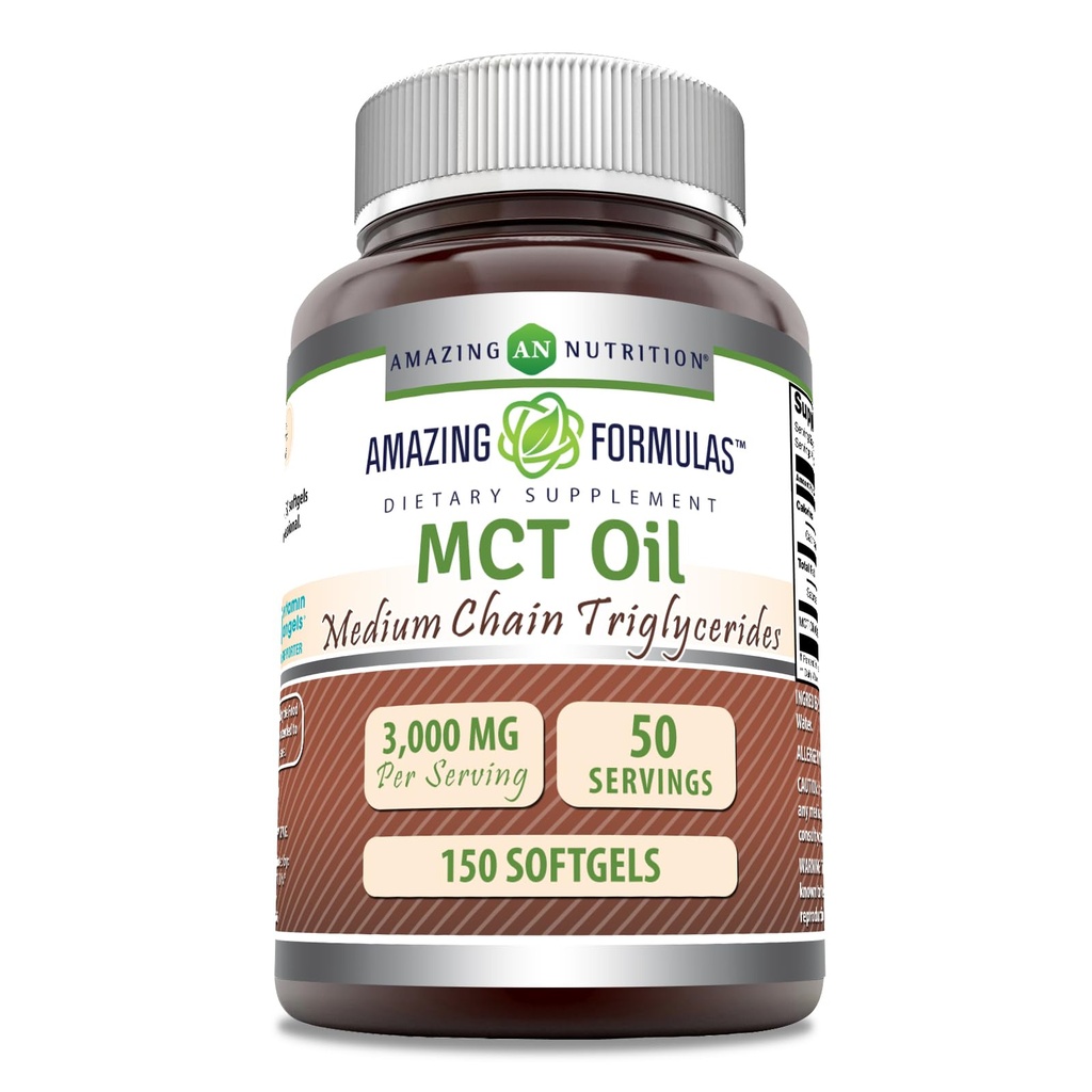 Amazing Formulas MCT Oil Supplement | 1000 Mg per Serving | Softgels | Non-GMO | Gluten-Free | Made in USA (1 Pack, 150 Count)