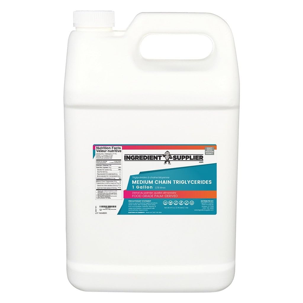 Glycerin Supplier MCT Oil - 1 Gallon - Palm Derived - USP Kosher Food Grade - Non GMO - Flavorless & Odorless - Keto Friendly - Perfect for Coffee, Cooking & DIY Wellness