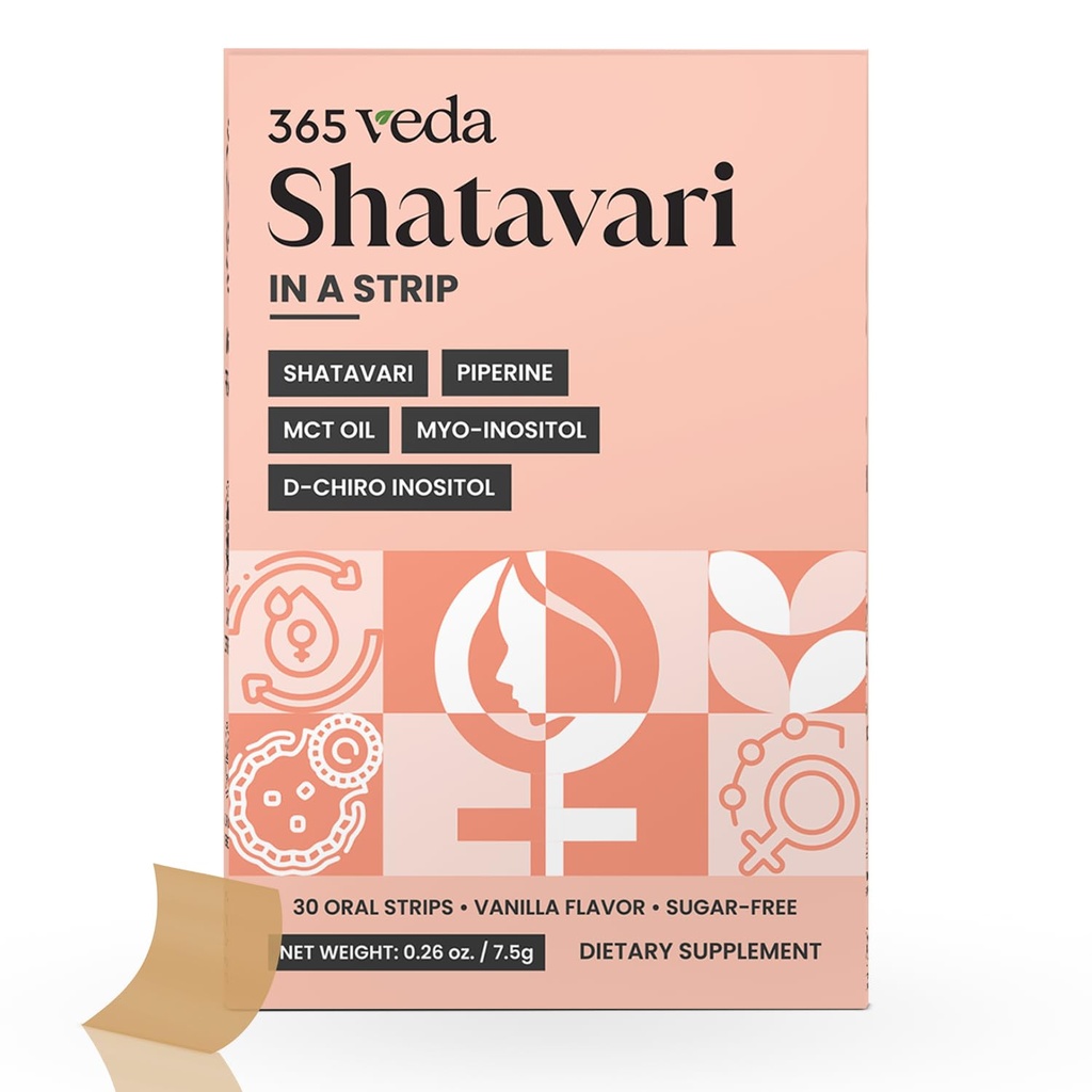 Shatavari Strips | MCT Oil | Women’s Wellness | Hormonal Balance | Myo-inositol | Chromium Picolinate | Ayurvedic Adaptogen for Vitality & Fertility | Mood Enhancer | 30 Oral Strips