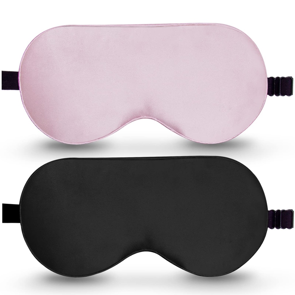 BeeVines 100% Mulberry Silk Sleep Mask, Light Blocking Eye Masks (2 Packs) | Natural Pure Silk Eye Shade, Real Silk Eye Cover for Sleeping, with Adjustable Strap, Reduces Puffy Eyes, Traveling Gifts