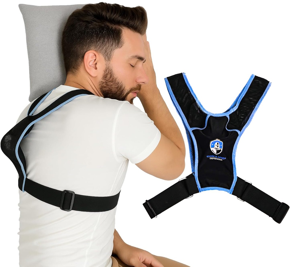 Snore & Apnea Guard - Anti Snoring Sleep Position Trainer for Sleeping On Your Side and Improving Quality of Sleep, Adjustable Sleep Positioner Vest, Prevent Back Sleeping and Promote Side Sleeping, L | Snoring solution vest with adjustable straps discourages back sleeping to support side sleeping and better quality of sleep