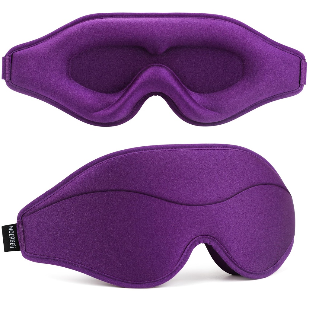 Sleep Mask - Total Blackout 3D Sleeping Mask, Super Lightweight & Silky Soft Eye Mask for Sleeping, Fully Adjustable Fit for Home, Traveling, Meditation, Yoga, Purple, Mothers Day Gifts