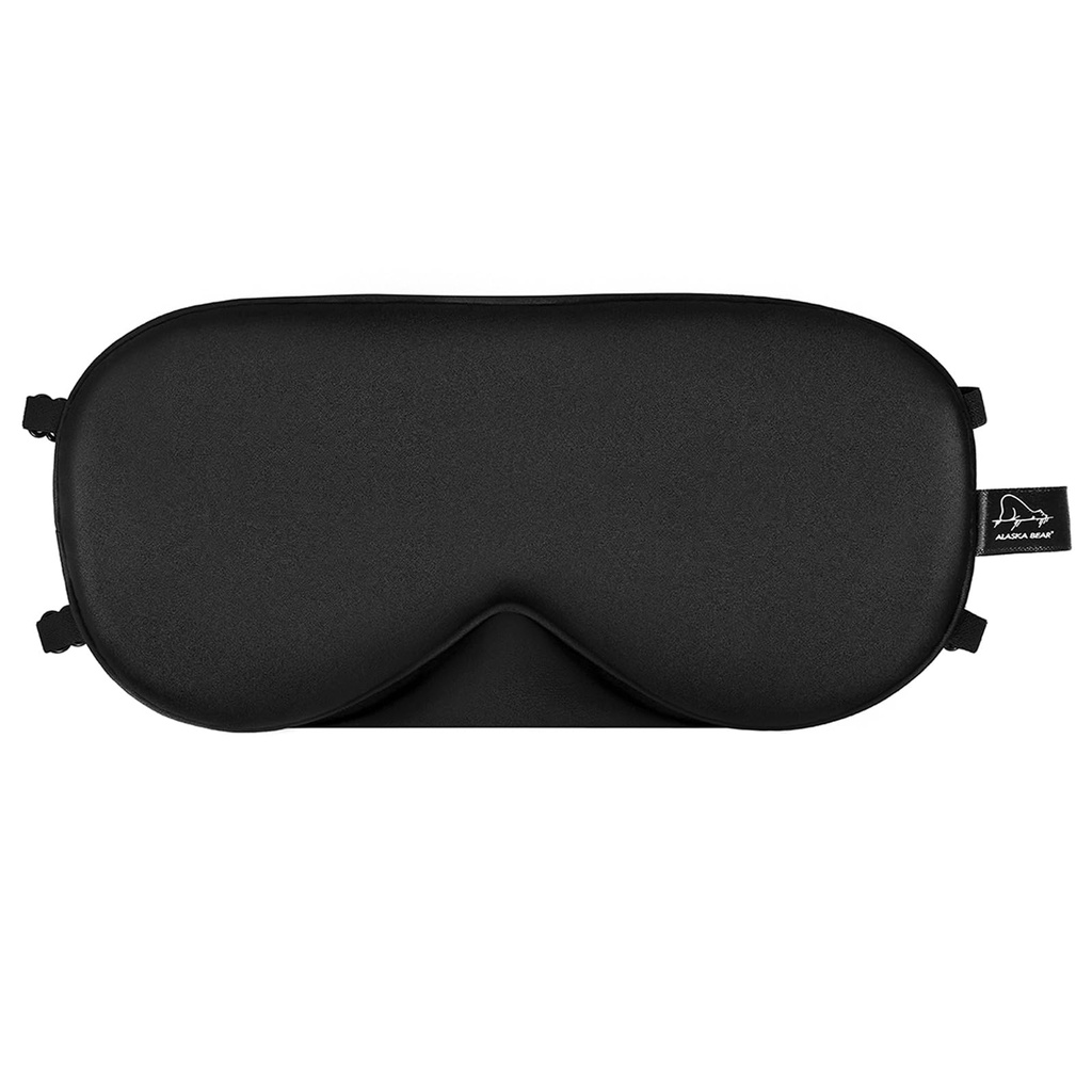 ALASKA BEAR Sleep Mask 2 Straps, Mulberry Silk, Twin Thin Elastic Bands Stay Put All Night, Smooth Eye Mask Two Adjustable Head Strings and Nose Baffle