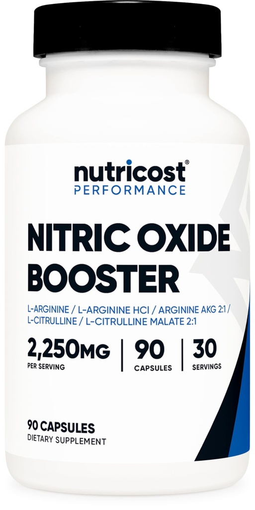 Nutricost Nitric Oxide Booster (2250mg) 90 Capsules, Gluten-Free, GMO-Free | 750mg Per Casule, 30 Servings